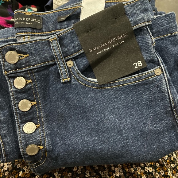 NWT BANANA REPUBLIC High Rise Wide Leg Button Fly - Picture 4 of 7